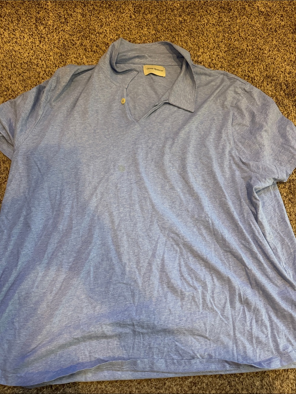 Oliver Spencer Men's Heather Sky Blue Polo